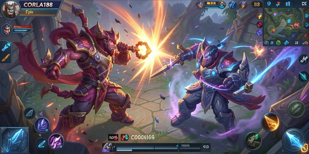 Tampilan gameplay seru dalam pertempuran MOBA CORLA188.