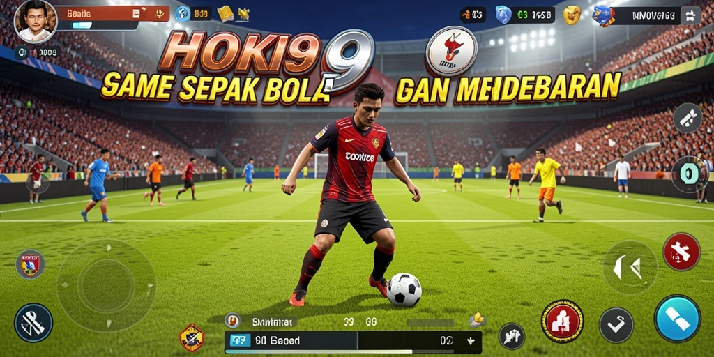 Tangkapan layar HOKI9 menampilkan aksi seru di lapangan sepak bola.