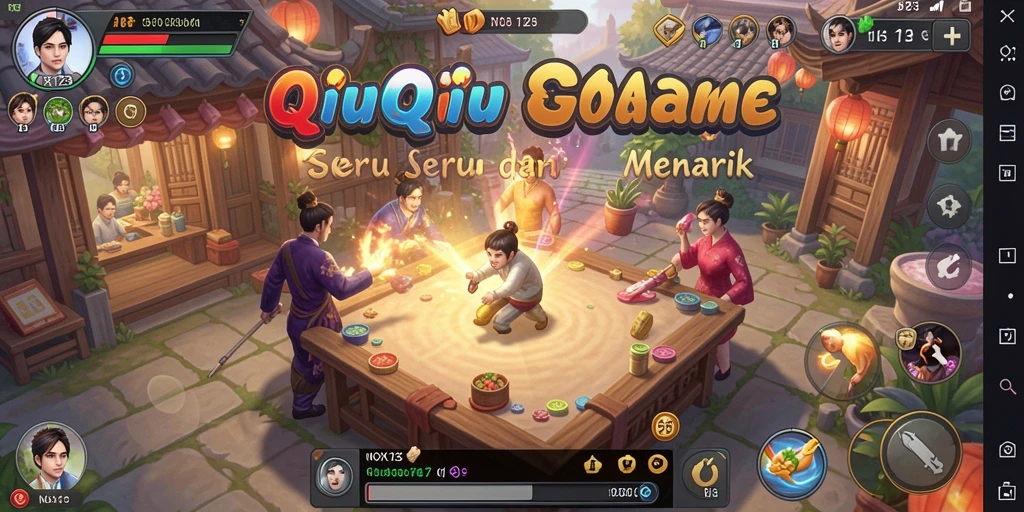 Tampilan gameplay QiuQiu yang seru dalam NOX123.