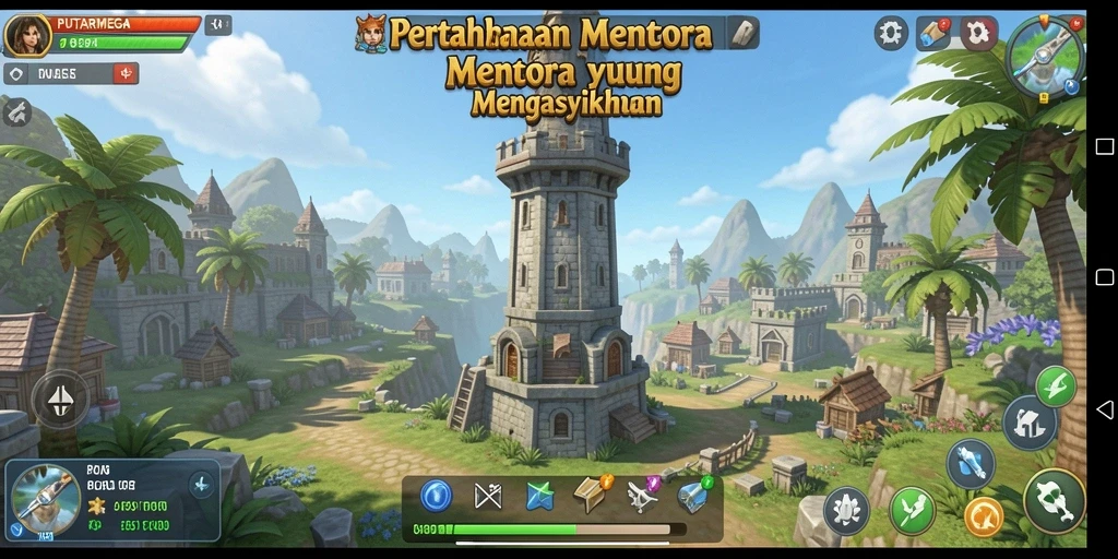 Tampilan menakjubkan dari gameplay PUTARMEGA Tower Defense.