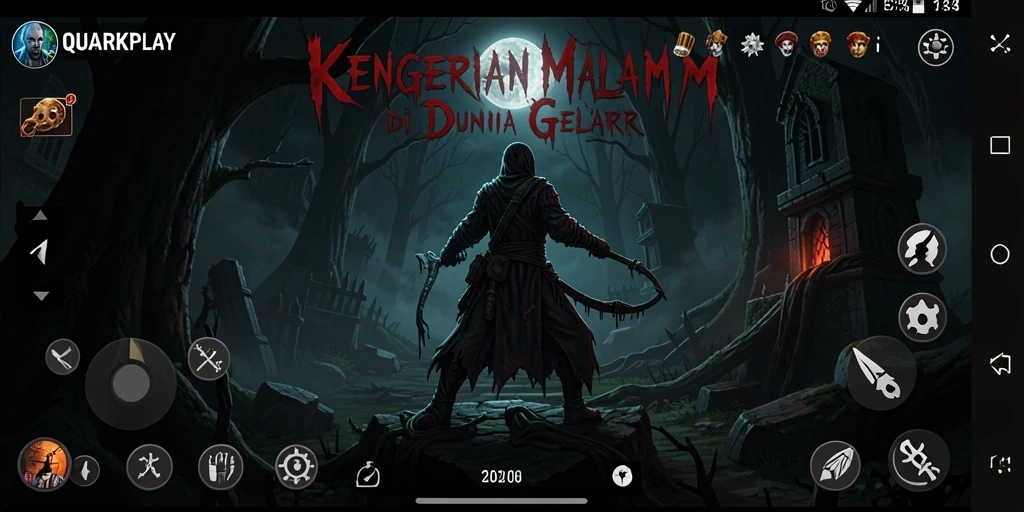 Menampilkan gameplay menyeramkan dari QUARKPLAY saat menjelajahi kegelapan.